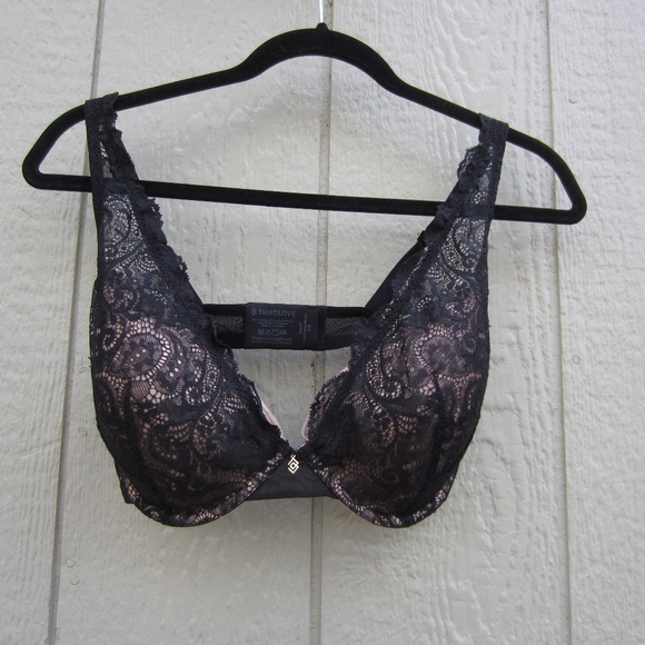 ThirdLove Other - Third Love 24/7 Lace Contour Plunge Bra 34E Black‎ Sexy Removeable Pads comfort